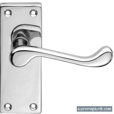 Victorian Scroll Lever Latch - Small Plate - Chrome Plated
